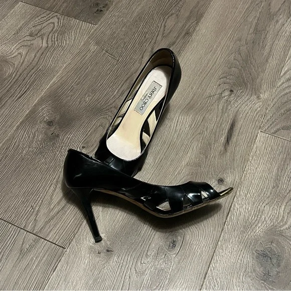 Jimmy Choo black patent leather peep toe heels - Picture 8 of 8